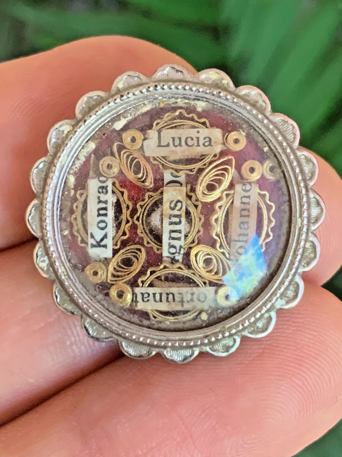 19th C. Religious Theca Reliquary Locket Case Multi Saints Relics Capsule Agnus