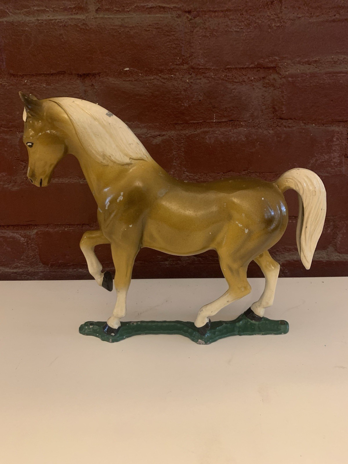 Vintage Cast Metal Horse Figuring On Bracket ~ NOS ~ Breyer