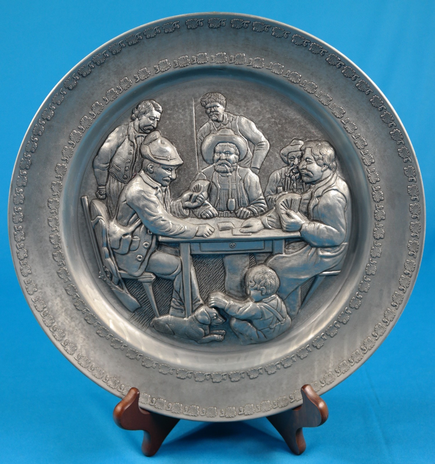 Vintage German Pewter Wall Hanging Plate 12\