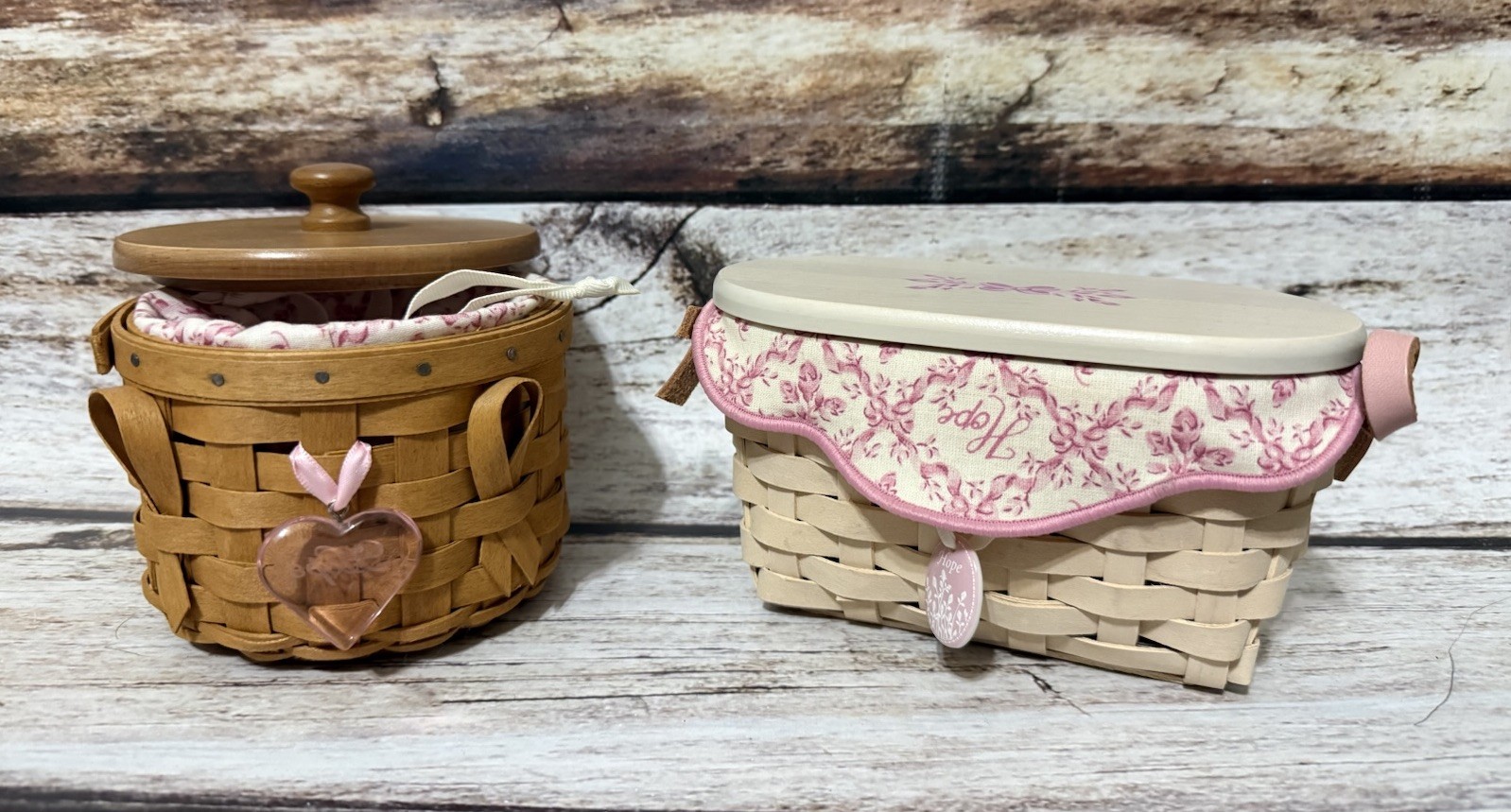 Set of 2 LONGABERGER BREAST CANCER HORIZON OF HOPE BASKET 2005 Set of 2 LONGABERGER BREAST CANCER HORIZON OF HOPE BASKET 2005