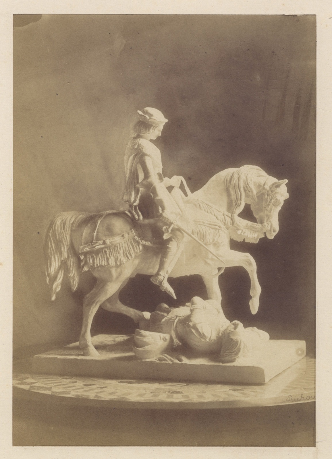 Photo Of A Sculpture Signed Richou Vintage Albumin Ca 1875