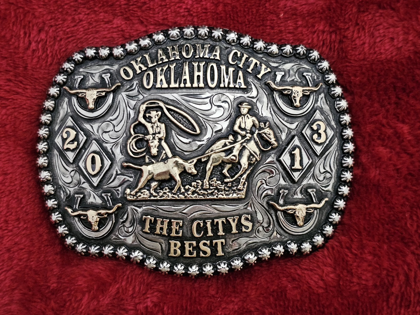 X~Treme Rodeo Champion☆Team Roping☆2013☆ TROPHY BUCKLE☆Oklahoma City Ok☆RARE☆498