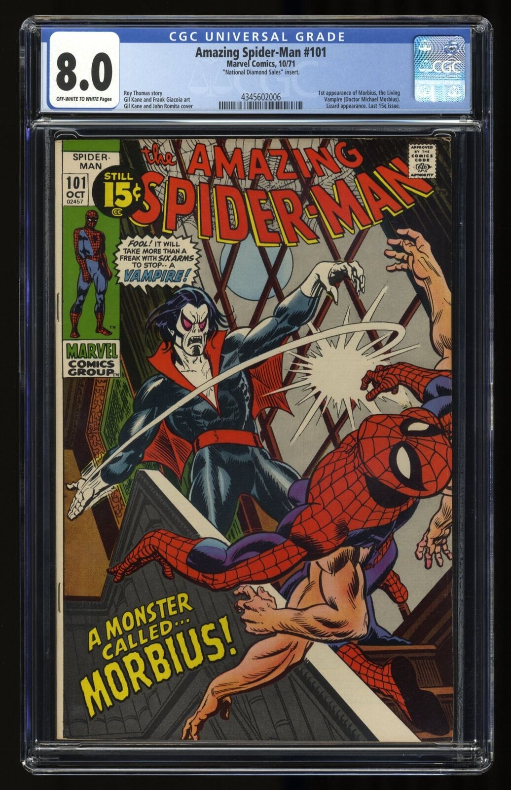 Amazing Spider-Man #101 CGC VF 8.0 National Diamond Sales Variant Marvel 1971