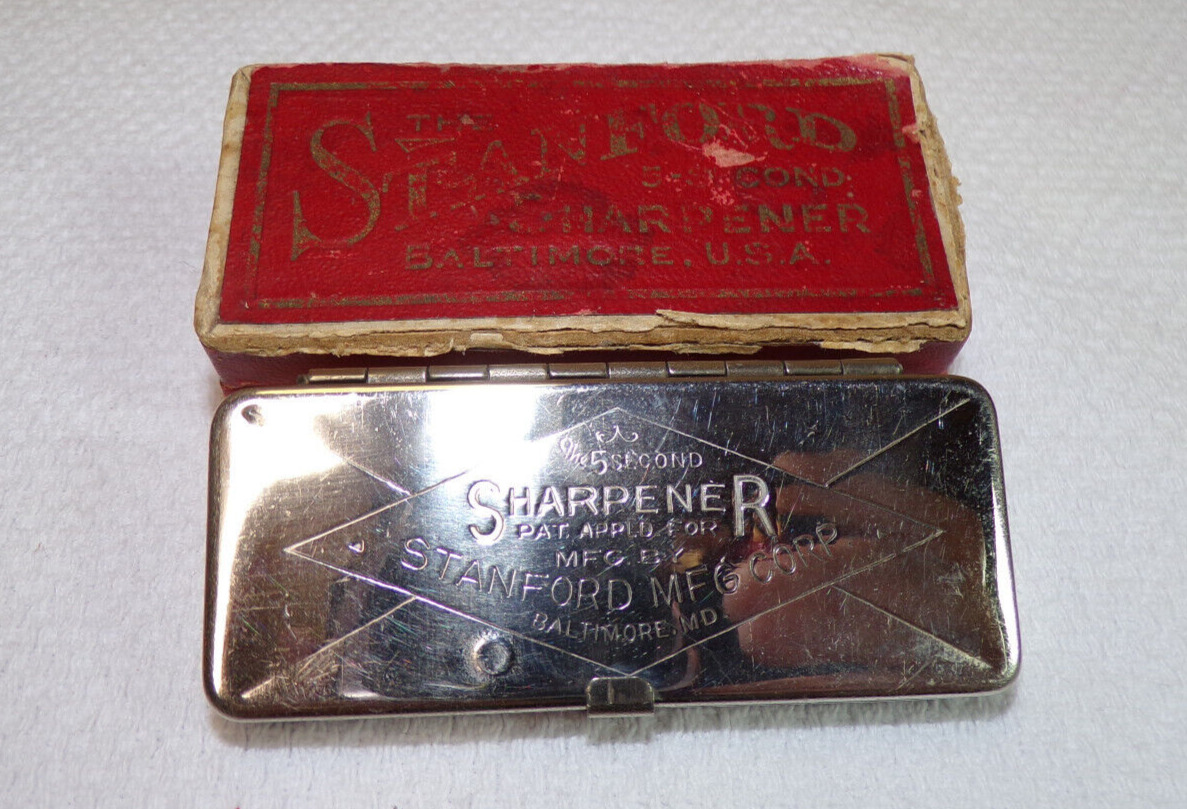 Vintage,Stanford Mfg. Company, 1940\'s,Double edge Razor blade Sharpener,With Box
