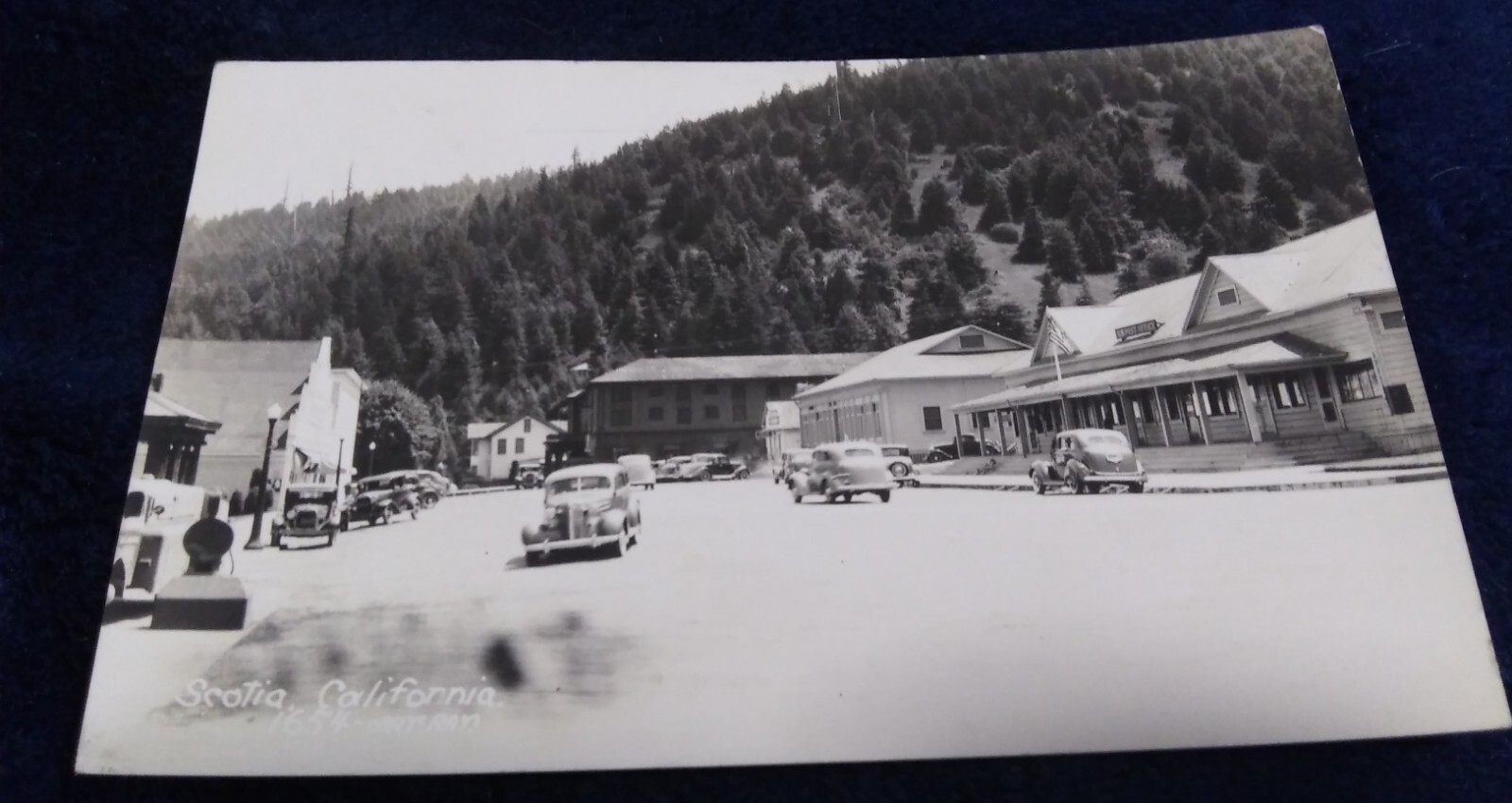 1943 Scotia CA Real Photo Postcard RPPC Street Scene Town View California