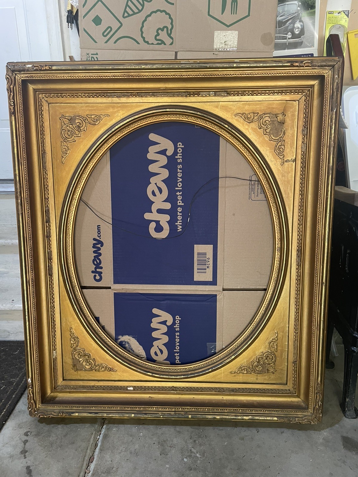Vintage Large Ornate Gold Picture Frame fits  32.5 X 37.5 Art work Frame Only