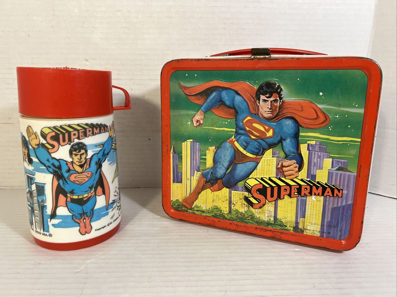 Vintage SUPERMAN LUNCHBOX THERMOS 1978 Aladdin Industries DC Comics Lunch Box