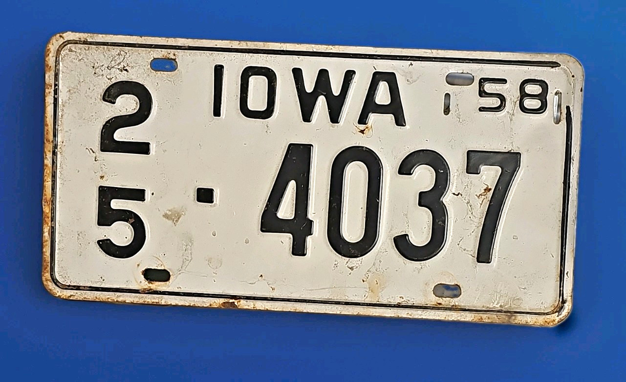 1958 Iowa State License Plate Tag 2-5 4037 Vintage Collectible Auto Tag 1958 Iowa State License Plate Tag 2-5 4037 Vintage Collectible Auto Tag