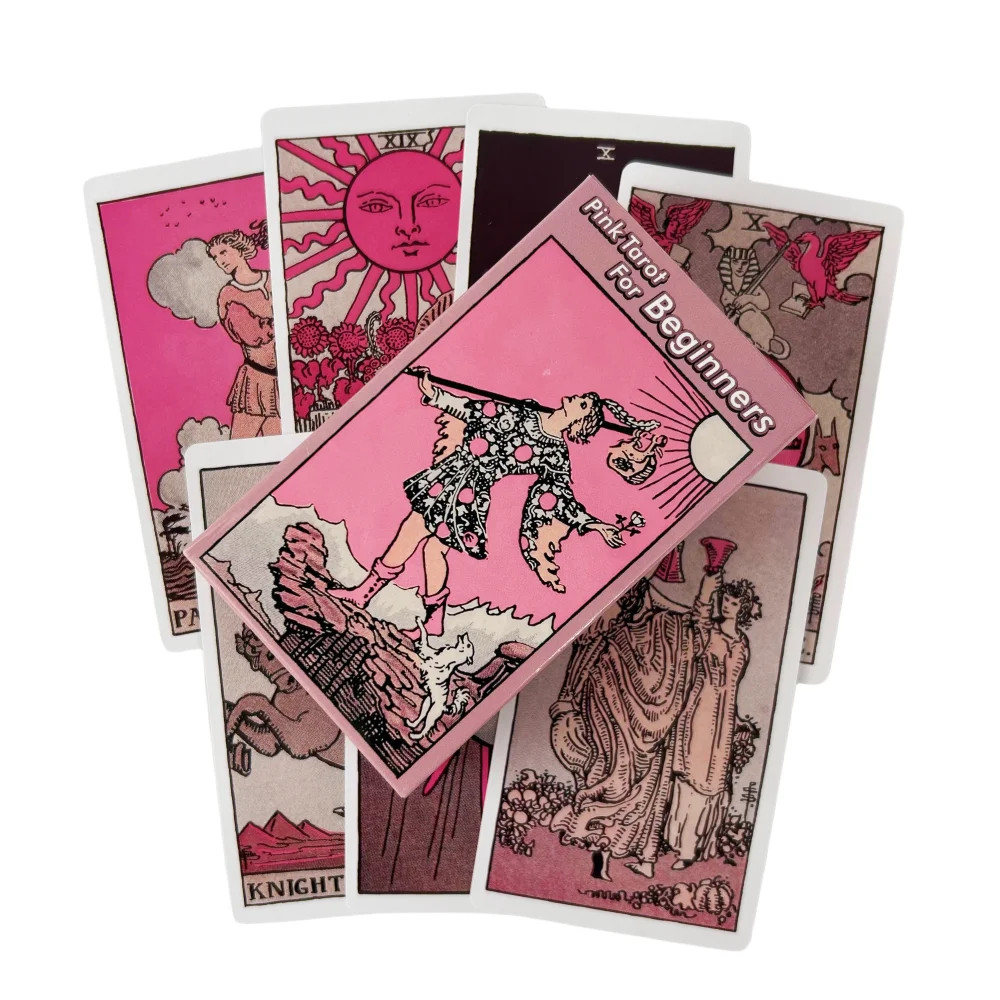 Pink Rider Tarot Cards: English Divination Deck for Beginners & Parties