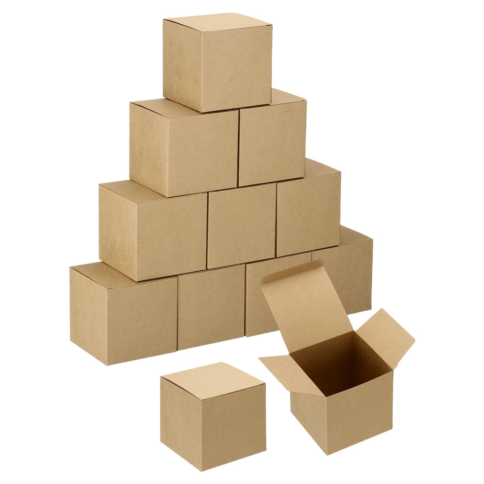 Patikil 10-Pack 2X2X2 Inch Mini Kraft Paper Storage Boxes, Small Square Paper G_
