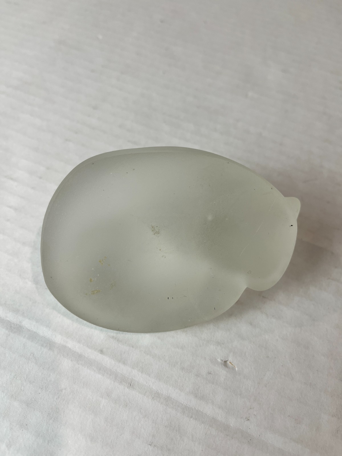VTG Cat Paperweight Figurine Frosted Satin Glass Curled Kitten Kitty Art Glass