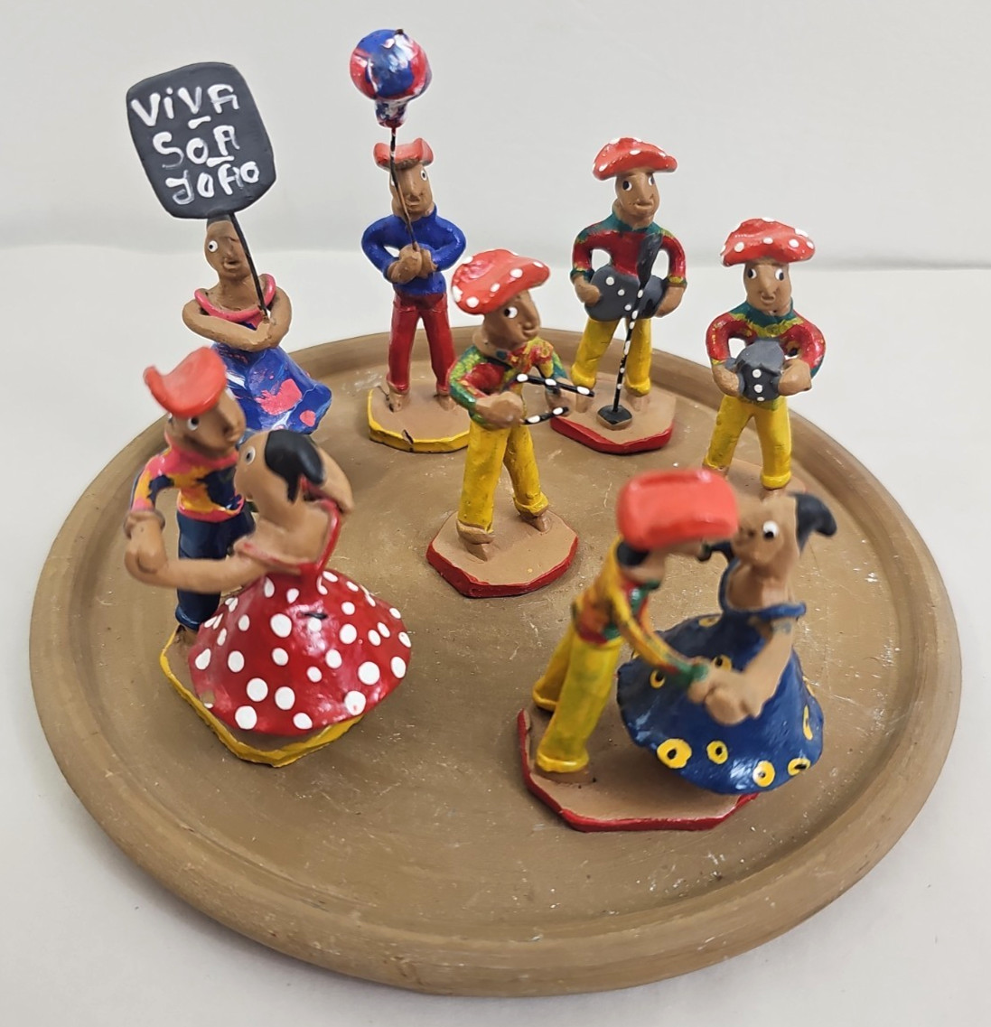 Vintage Brazilian Folk Art Earthenware Clay Figures ~ Dancers ~ Hand Painted Vintage Brazilian Folk Art Earthenware Clay Figures ~ Dancers ~ Hand Painted