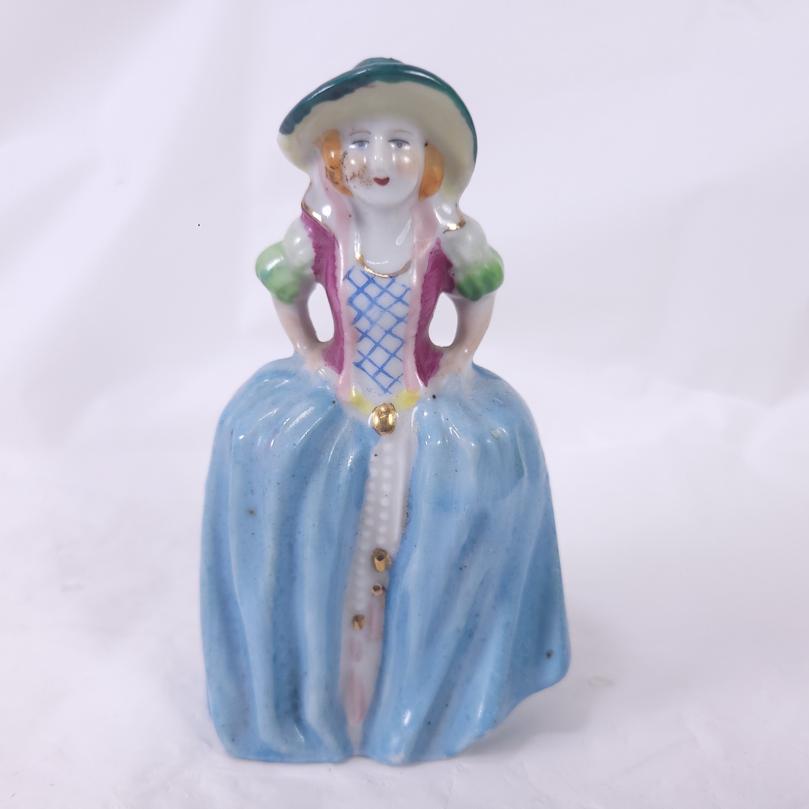 Vintage Occupied Japan Porcelain Colonial Woman Lady Figurine Blue Pink Dress Vintage Occupied Japan Porcelain Colonial Woman Lady Figurine Blue Pink Dress