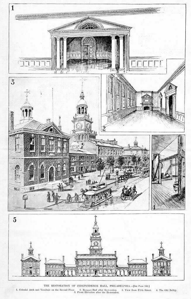 INDEPENDENCE HALL RESTORATION PHILADELPHIA OLD BELFRY BANQUET HALL ARCHITECTURE