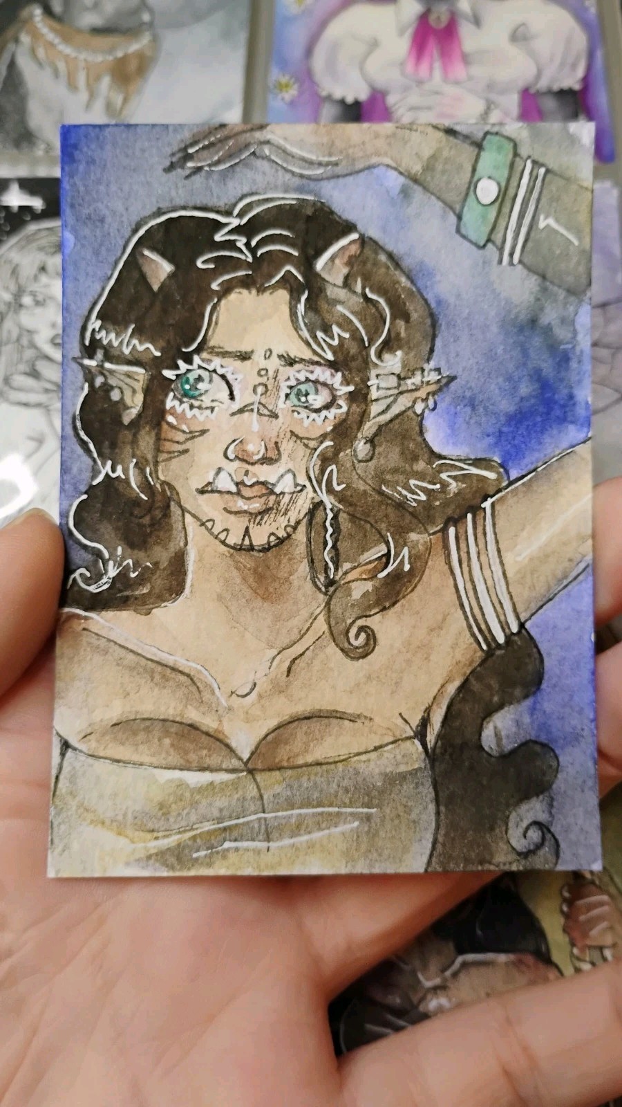 ACEO Original 2.5x3.5 Fantasy Centaur Woman Trading Card Collectible