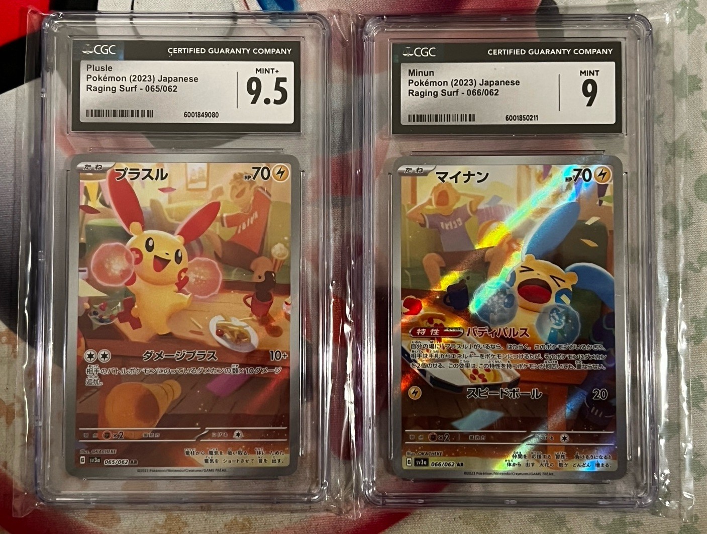 Pokemon Raging Surf 2023 JP Plusle (065/062) Minun (066/62) CGC 9 