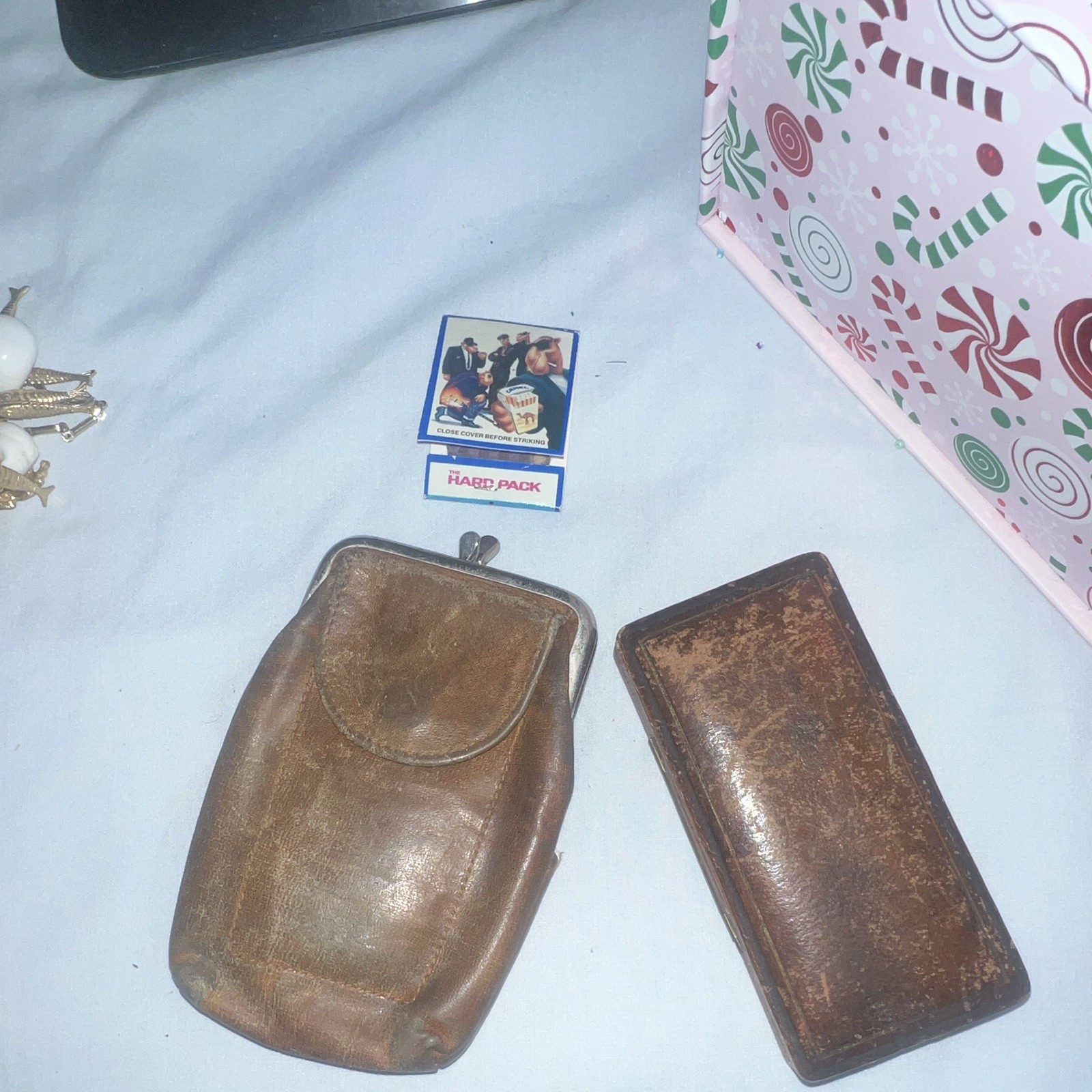 Vintage Leather Coin Purses & Wooden Jewelry Box Lot w/ Camel Matches