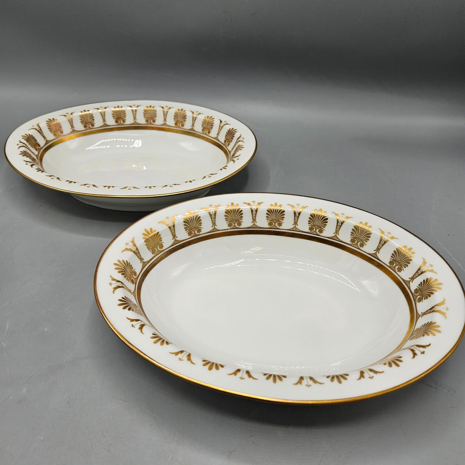 Pair of Vintage Richard Ginori Italian Porcelain Pompei Gold Serving Dishes