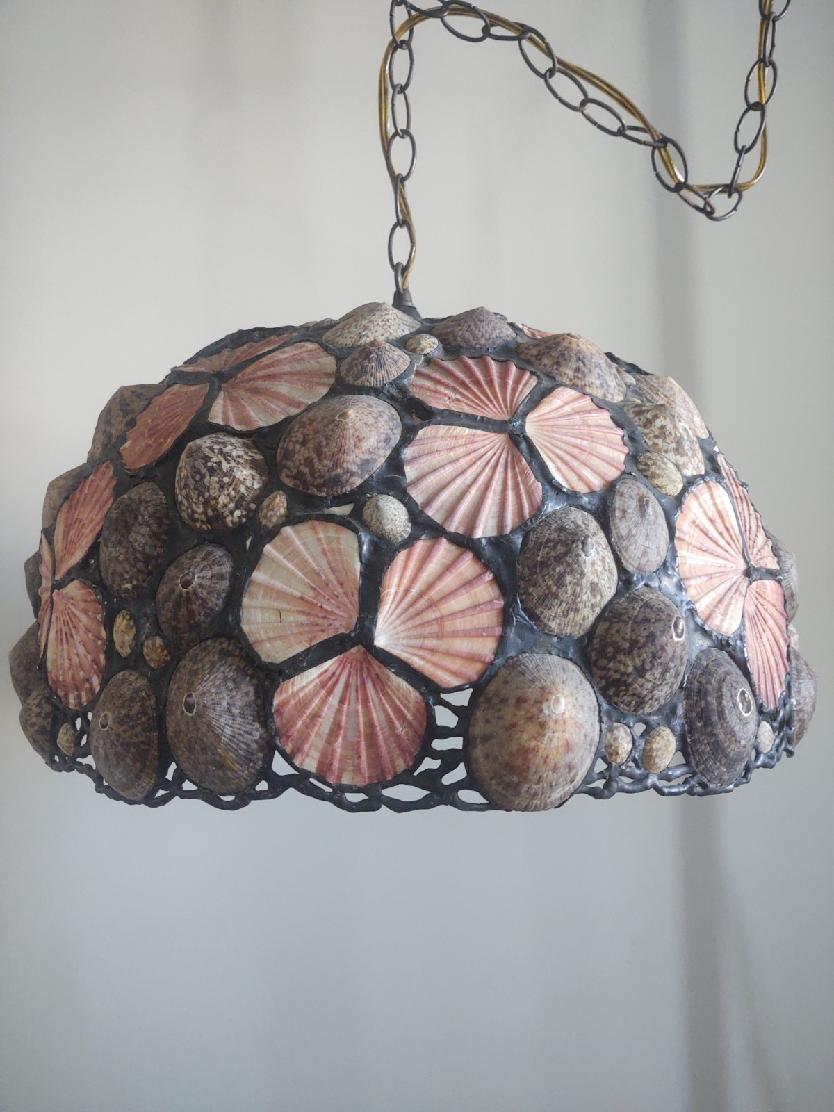 🐚Vintage RARE Signed Richard Hoosin Art Nouvea Lg. Seashell Swag Light Fixture 