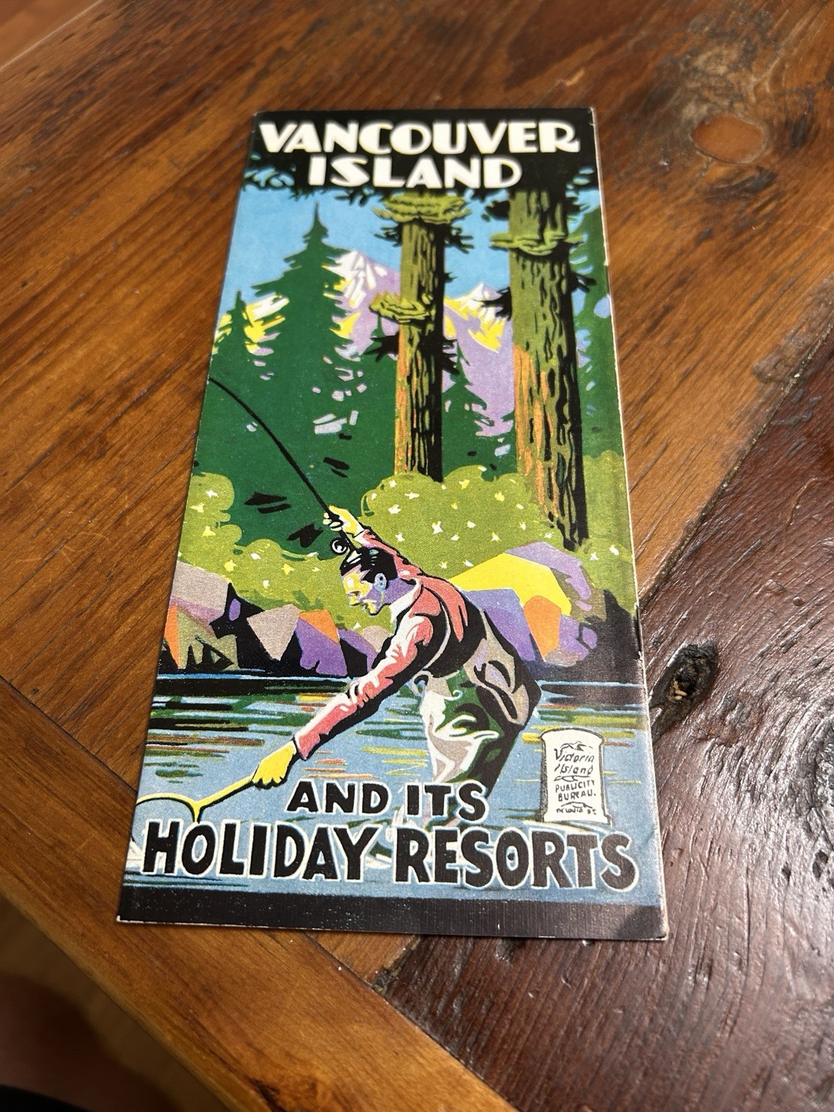 Vancouver Island Canada Travel Brochure Fly Fishing Art By Cliff Wills 1930s-40s