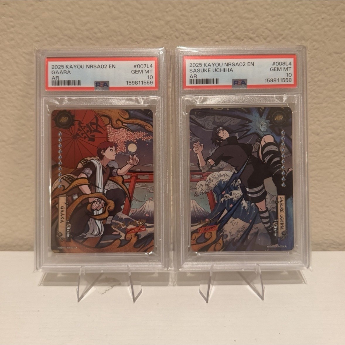 Kayou 2025 NRSA02 EN Naruto PSA Graded Gaara & Sasuke #007L4 #008L4