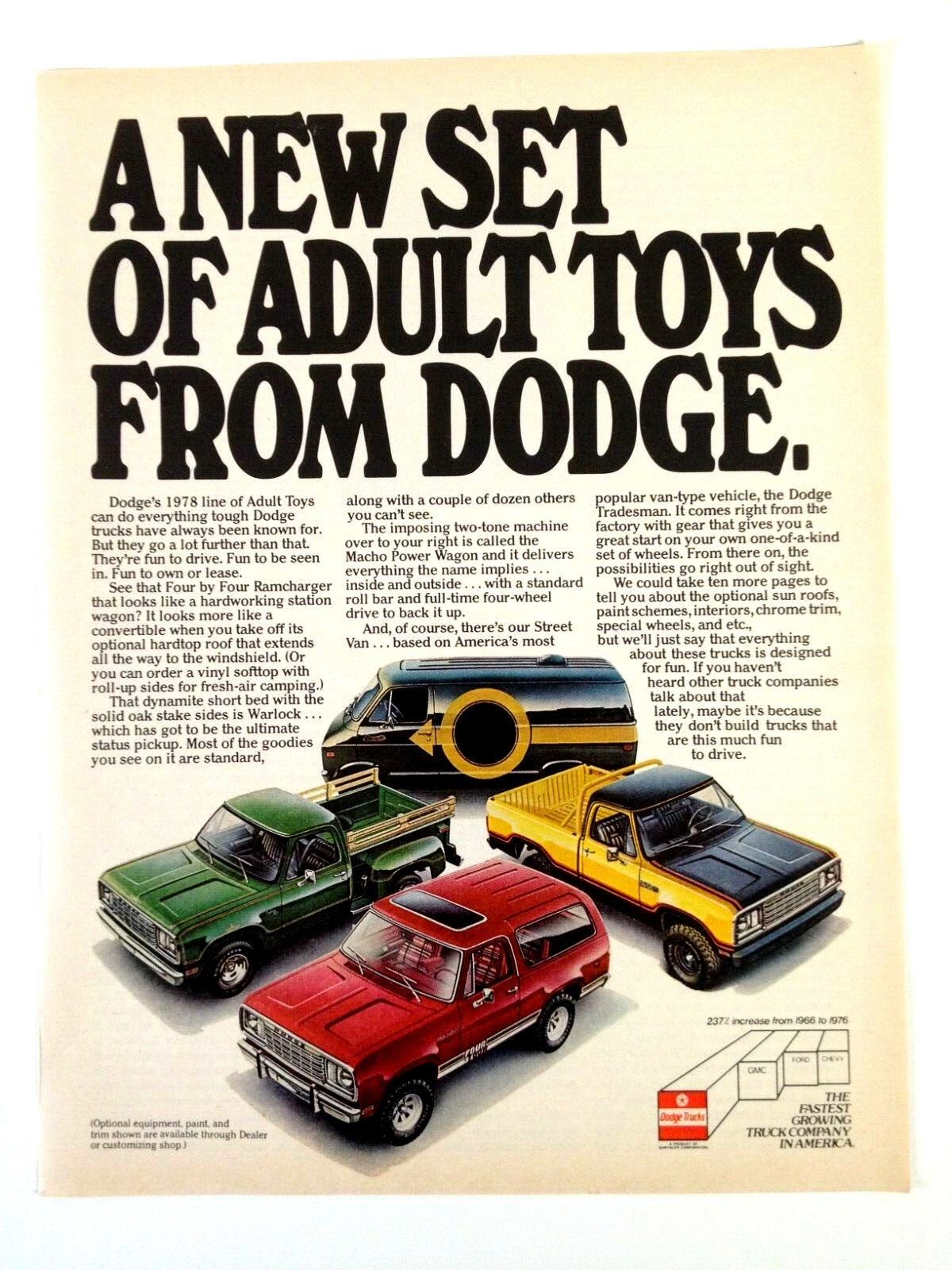 1978 Dodge Ram Trucks Print Ad New Set Of Adult Toys