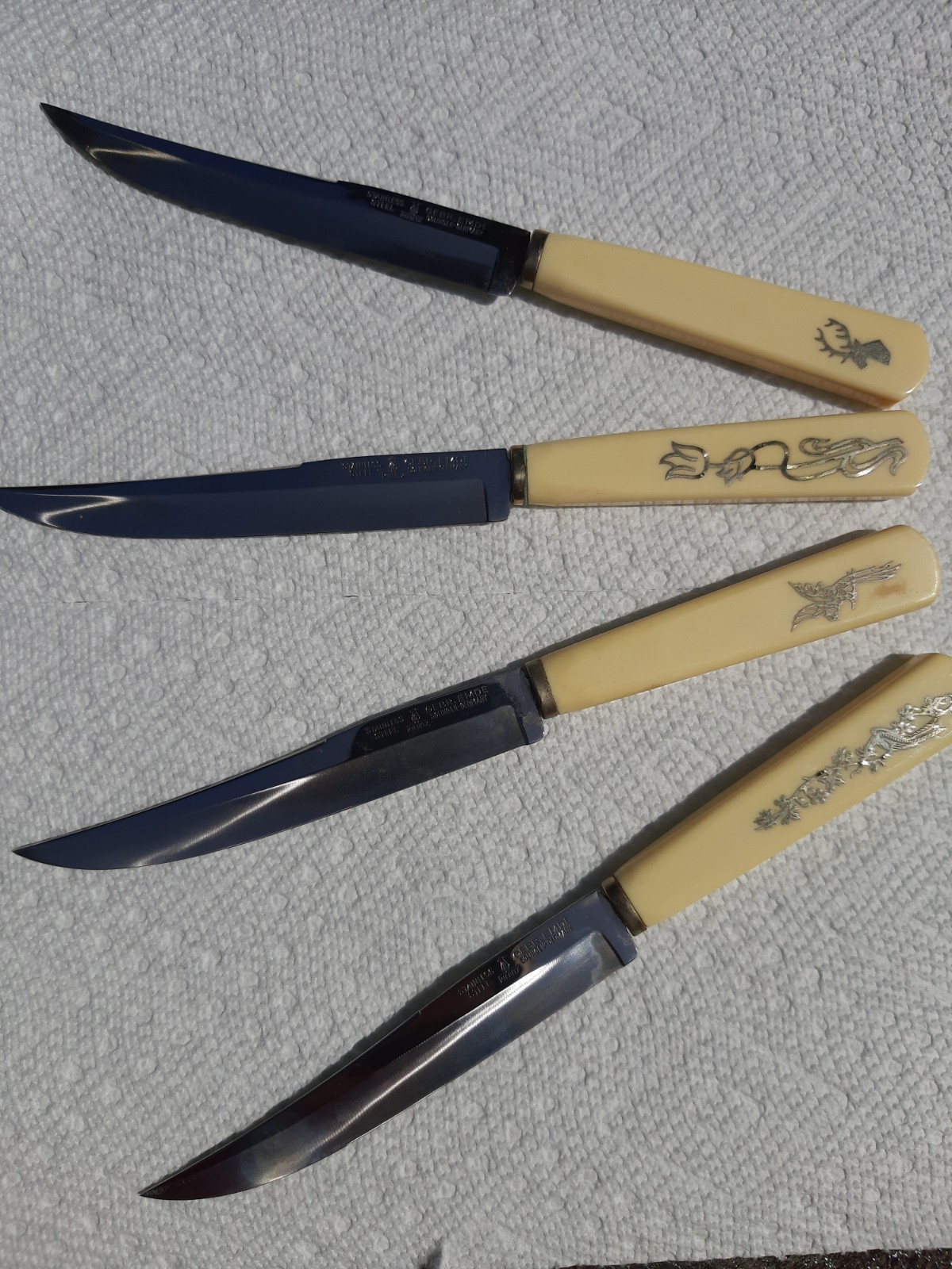 4 Piece Vintage Knife Set Kiebitz Gebr Emde Solingen Germany w/ Original Box