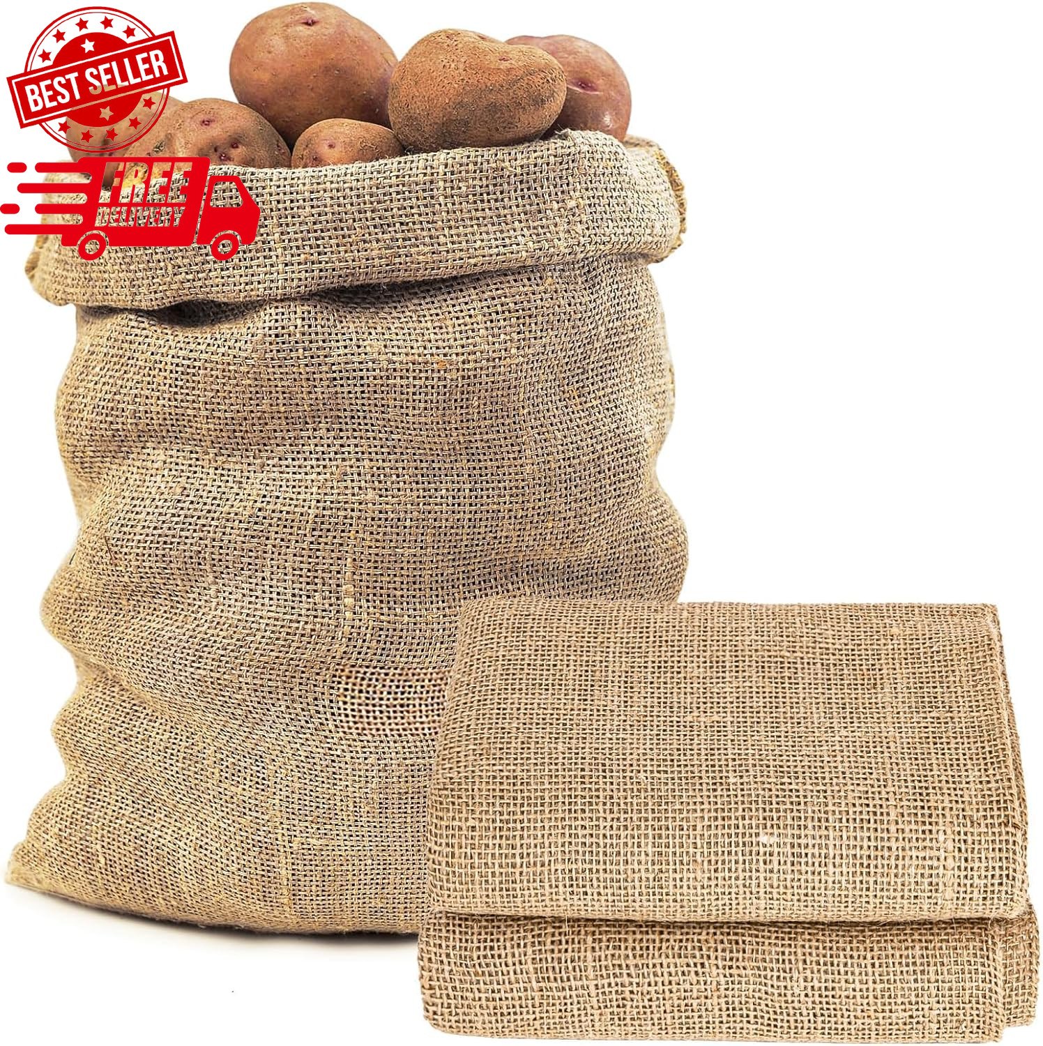 Burlap Plant Grow Bags - 2 Pack Natural Jute Potato Storage Sacks 18.5\ Burlap Plant Grow Bags - 2 Pack Natural Jute Potato Storage Sacks 18.5\