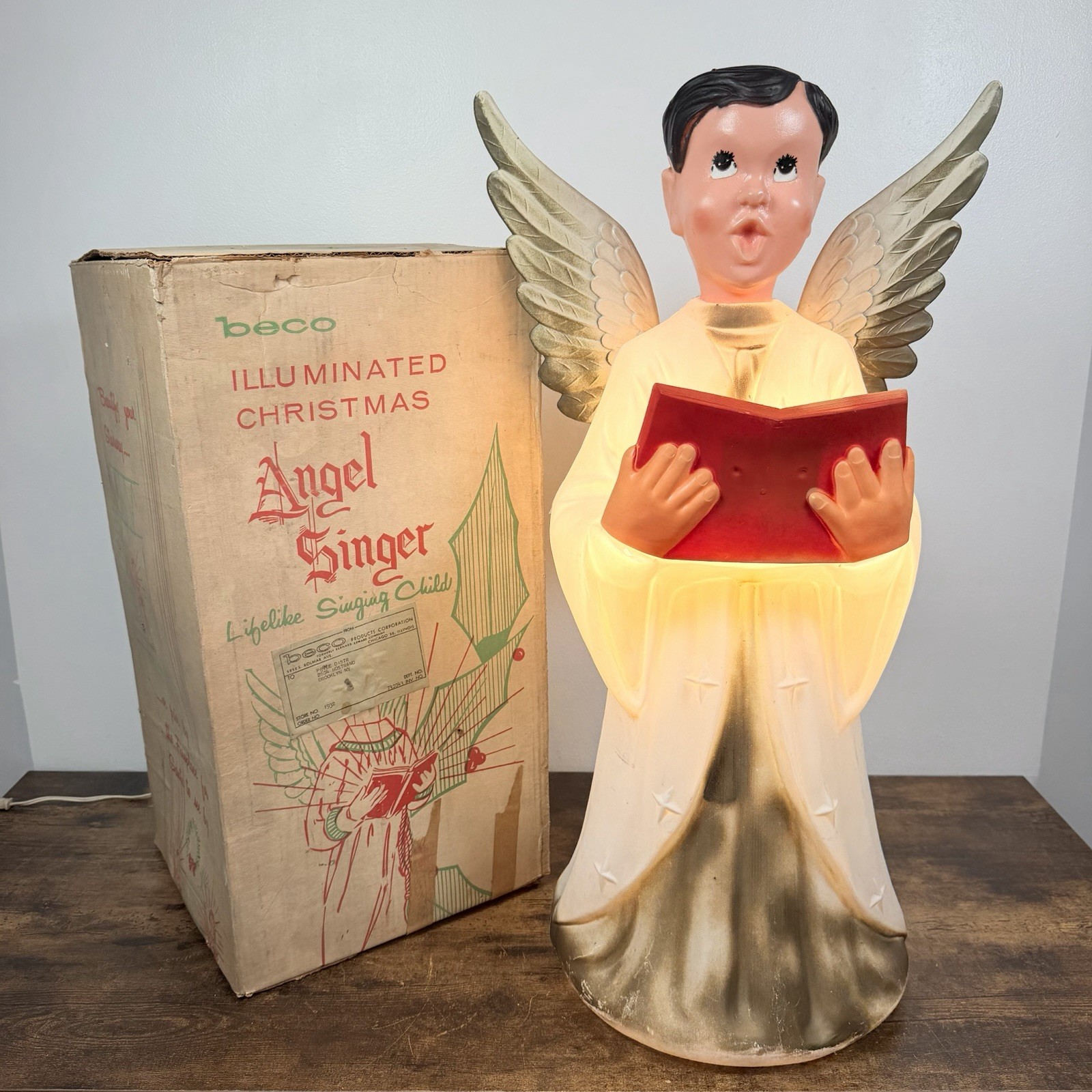 VTG BECO Choir Angel Boy Singer Blow Mold w/ Original Box Christmas 1960’s RARE VTG BECO Choir Angel Boy Singer Blow Mold w/ Original Box Christmas 1960’s RARE