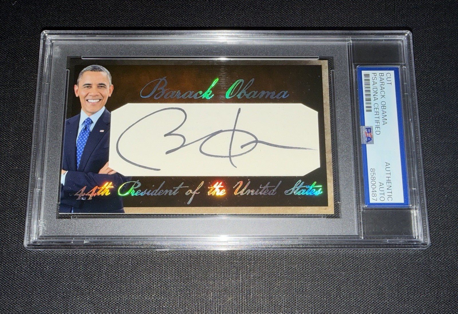 Barack Obama Signed 3x5 Custom Cut PSA Slabbed 44th US President