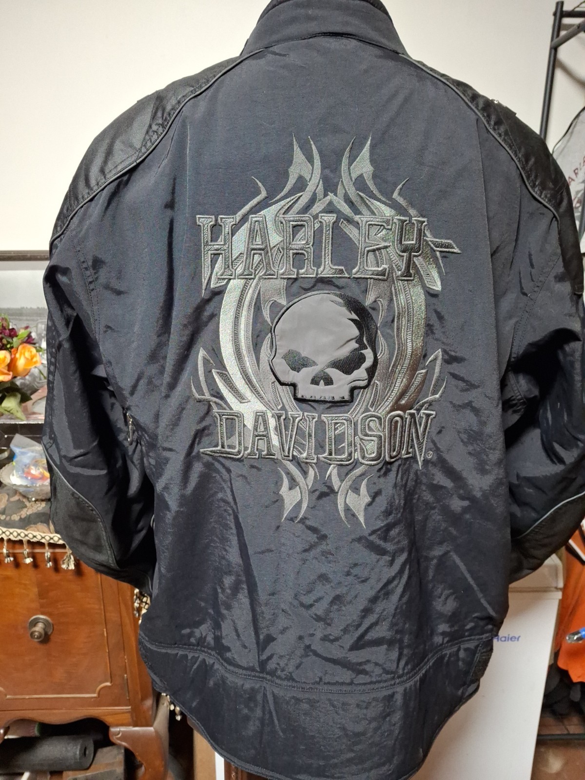 Harley Davidson Men\'s Willie G Tribal Skull Reflective Riding Jacket XXXXL EUC