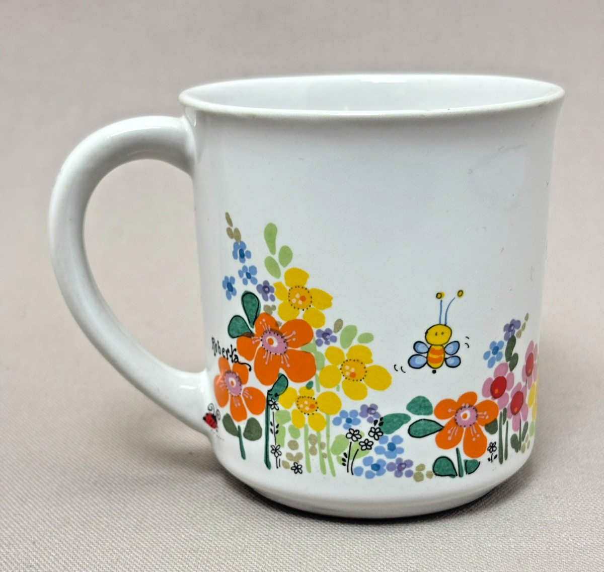 Vintage Sisters Are Forever Coffee Mug Roberta Floral Wildflower Bee Tea Cup