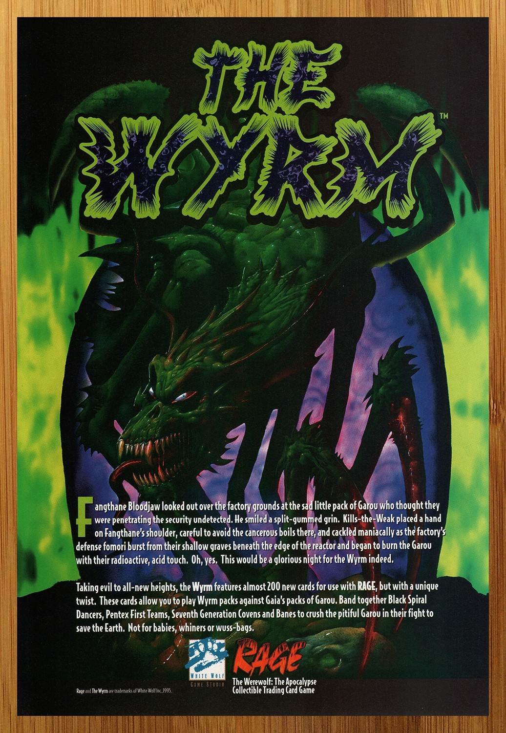 1995 Rage Werewolf The Apocalypse CCG The Wyrm Print Ad/Poster Cards TCG Art 90s