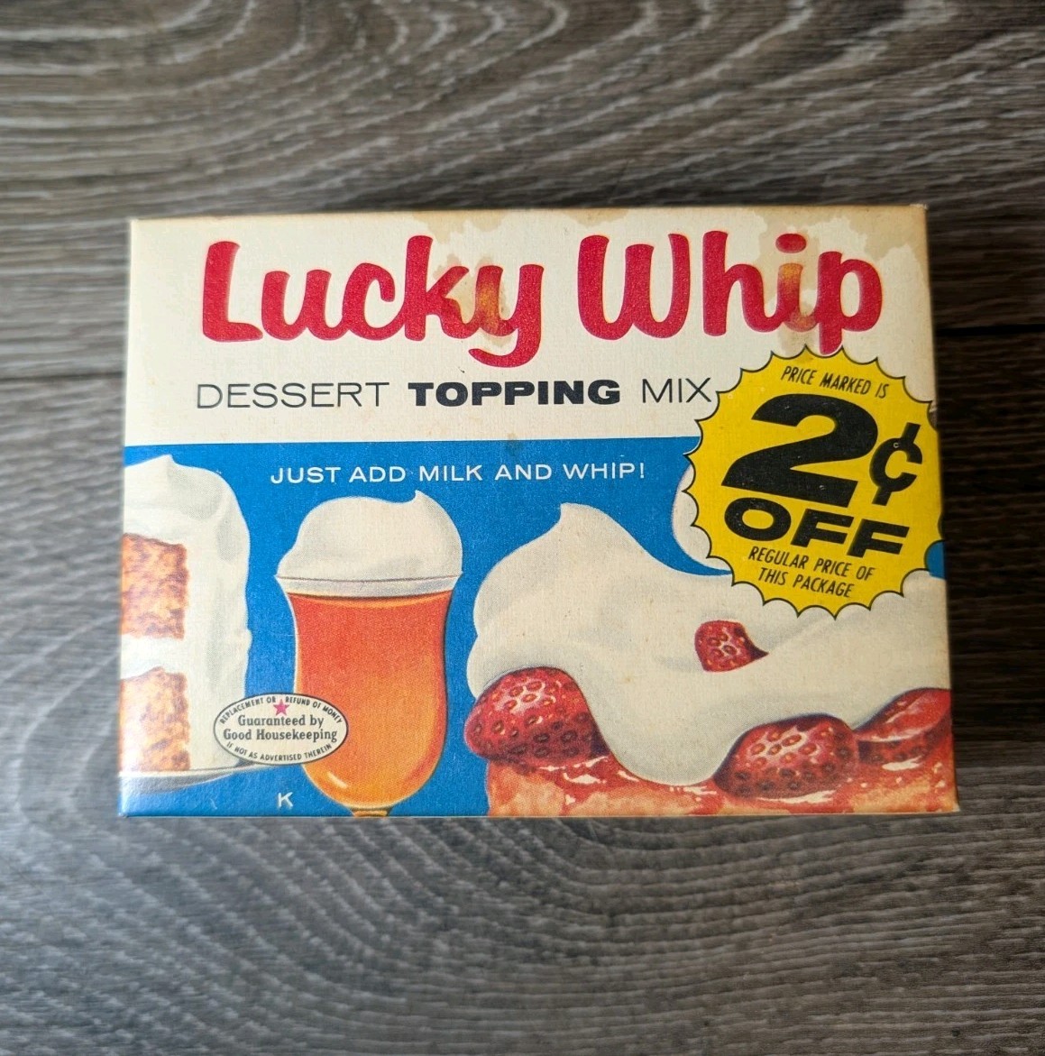 VINTAGE NEW OLD STOCK UNOPENED BOX LUCKY WHIP TOPPING MIX PROP