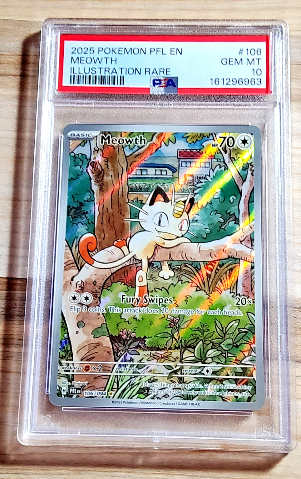 2025 Pokemon Phantasmal Flames MEOWTH #106 Illustration Rare Foil PSA 10 Gem