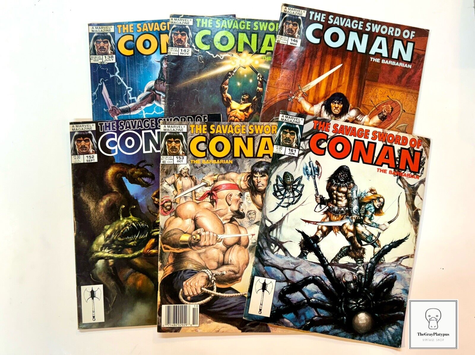 Lot of 6 Savage Sword of Conan #138, 142, 146, 152, 153, 161 Comic Books