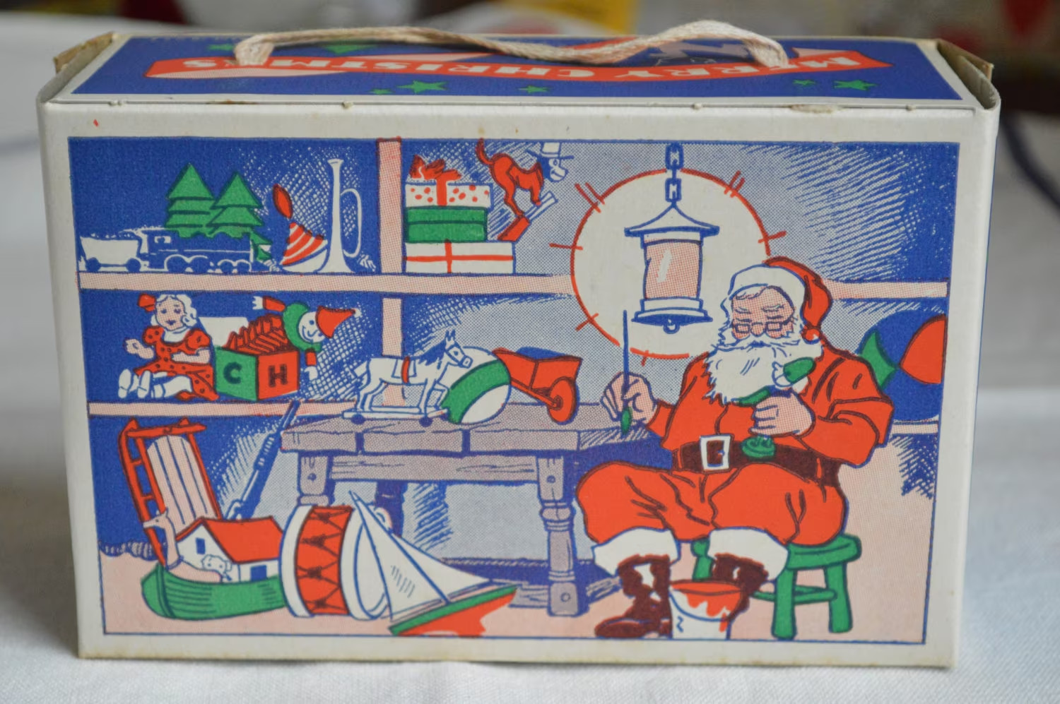 Vintage 1930\'s Christmas Santa\'s Workshop Candy Box Never Used