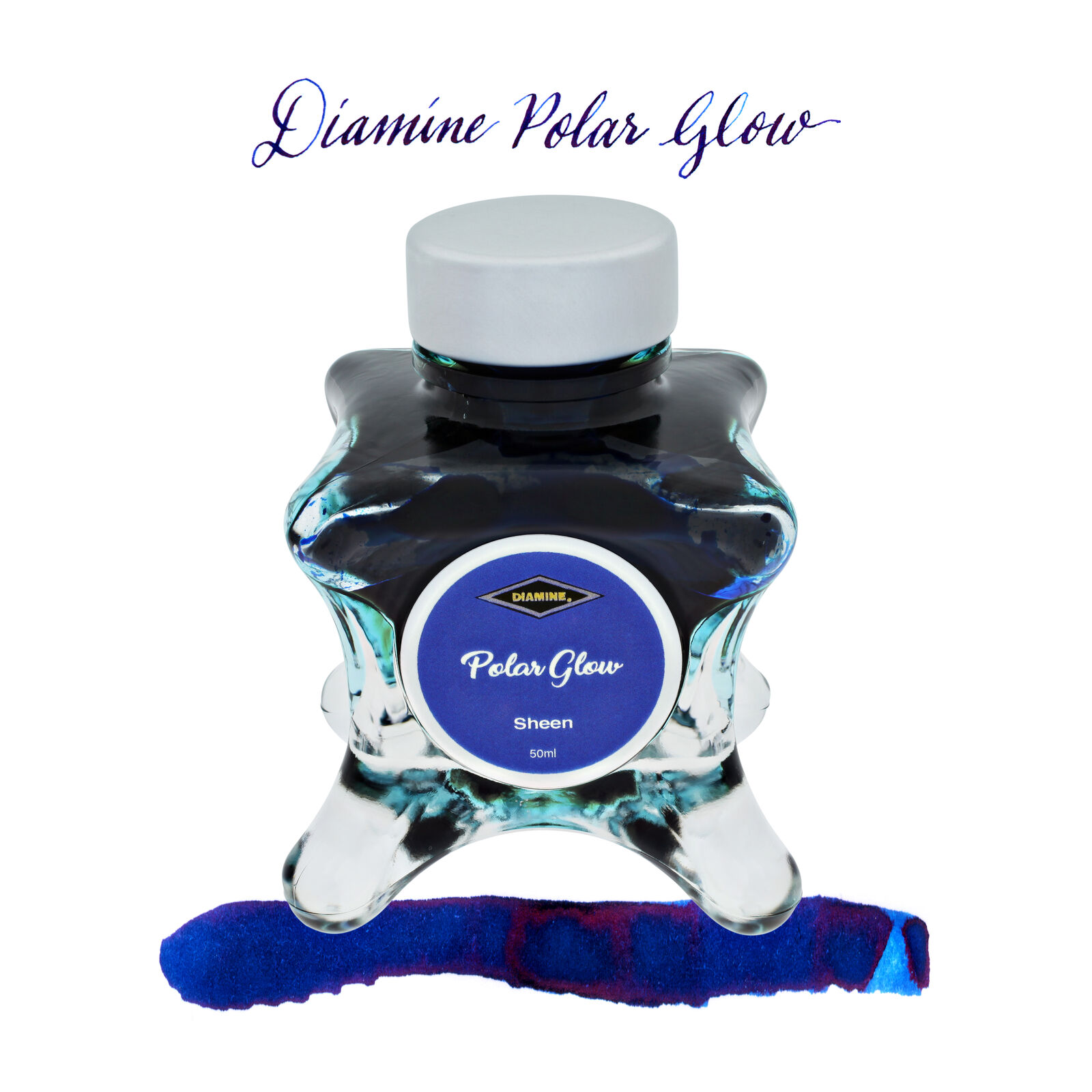 Diamine Inkvent Blue Edition Sheen Bottled Ink in Polar Glow - 50 mL NEW