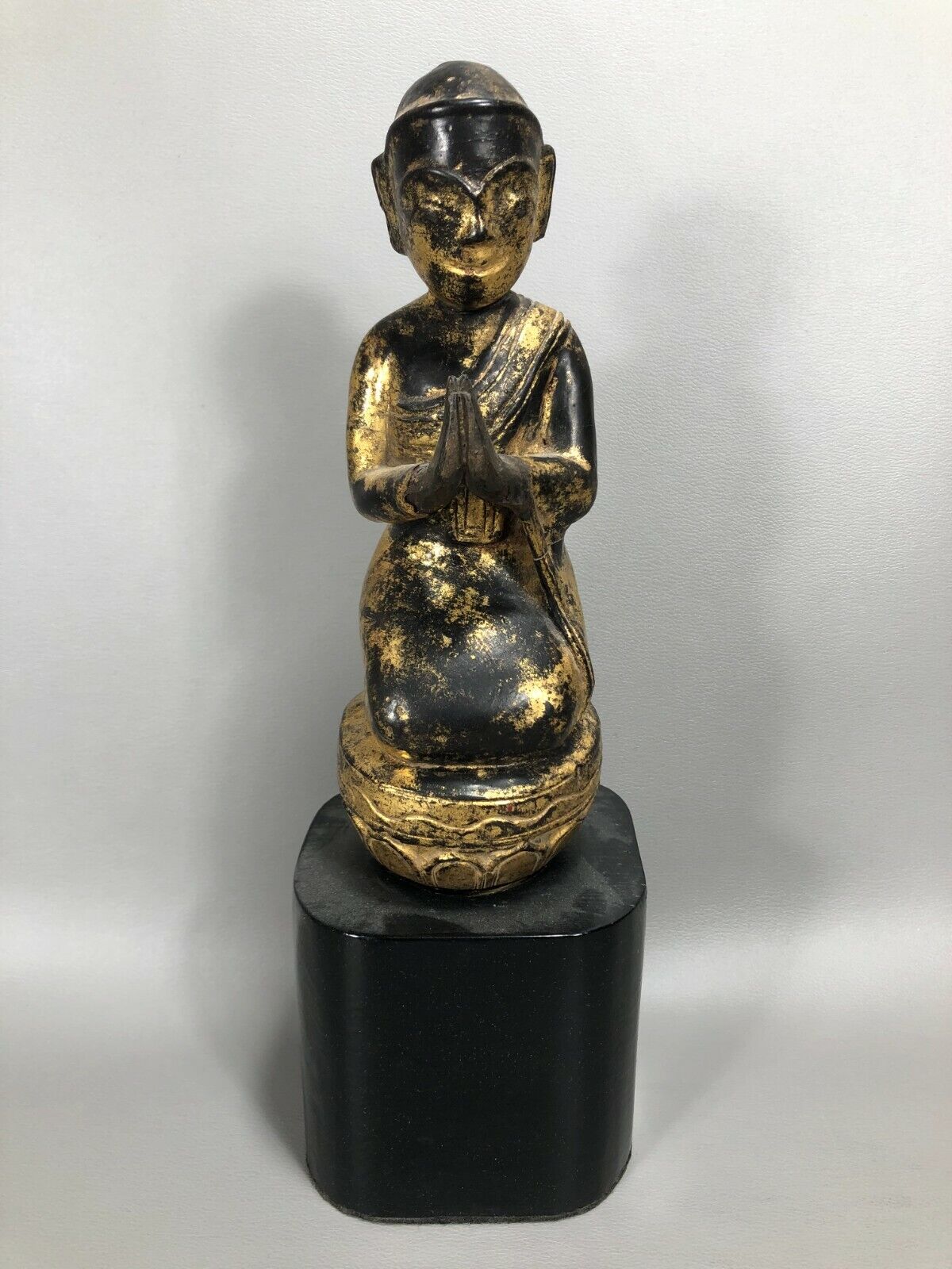 Antique Chinese Hand Carved Gilt Wood Buddha Statue from Admiral McCain\'s Estate