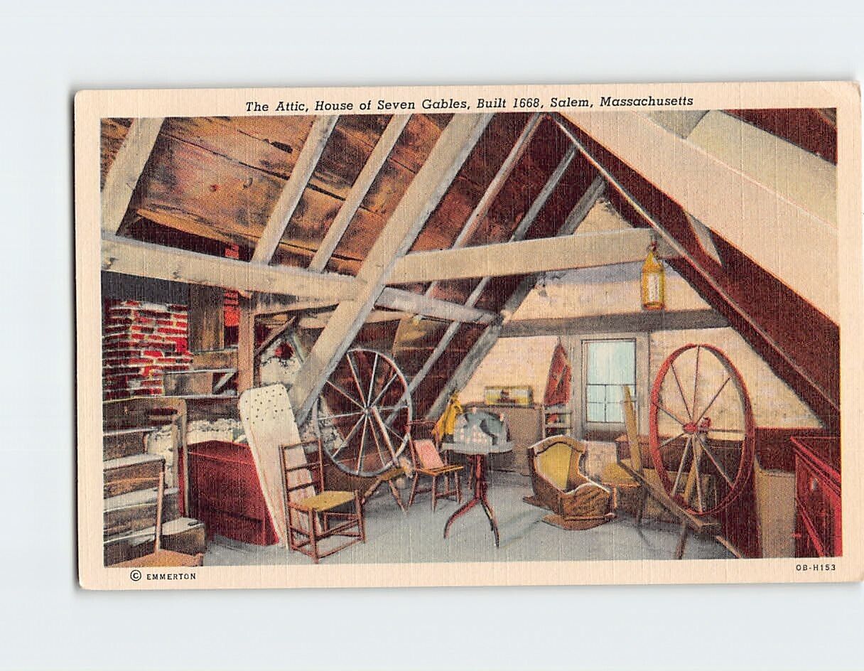 Postcard The Attic House of Seven Gables Salem Massachusetts USA