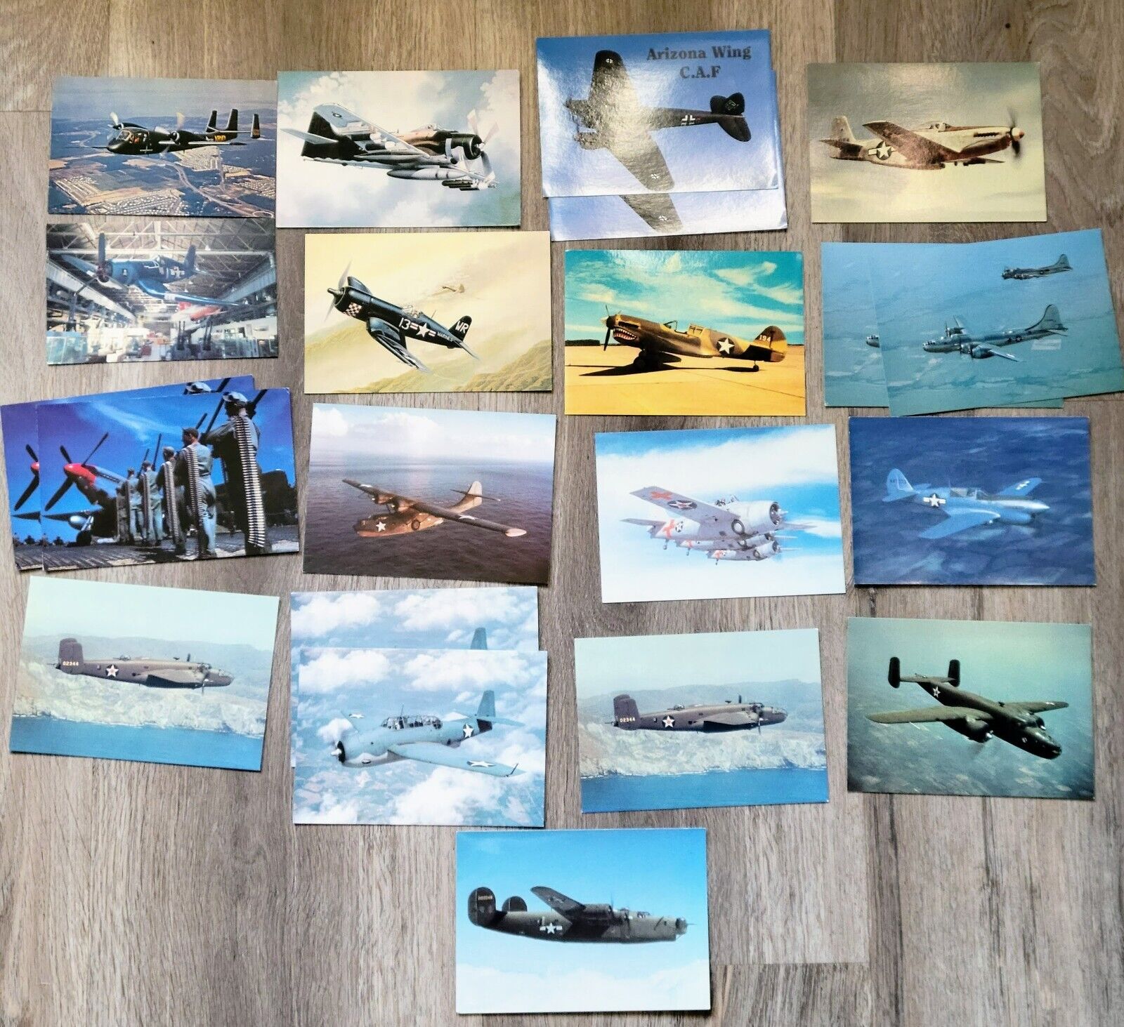 Lot of 21 Vintage Aircraft Postcard US Air Forces Fighters Planes - WWII