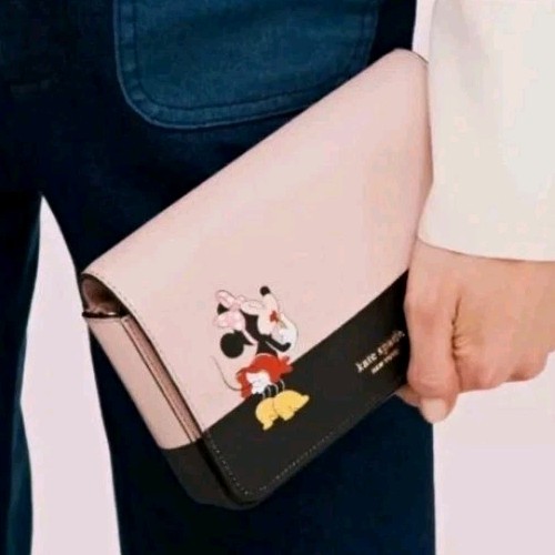 Kate Spade Disney Minnie Mouse Small Beige Black Chain Strap Crossbody Bag