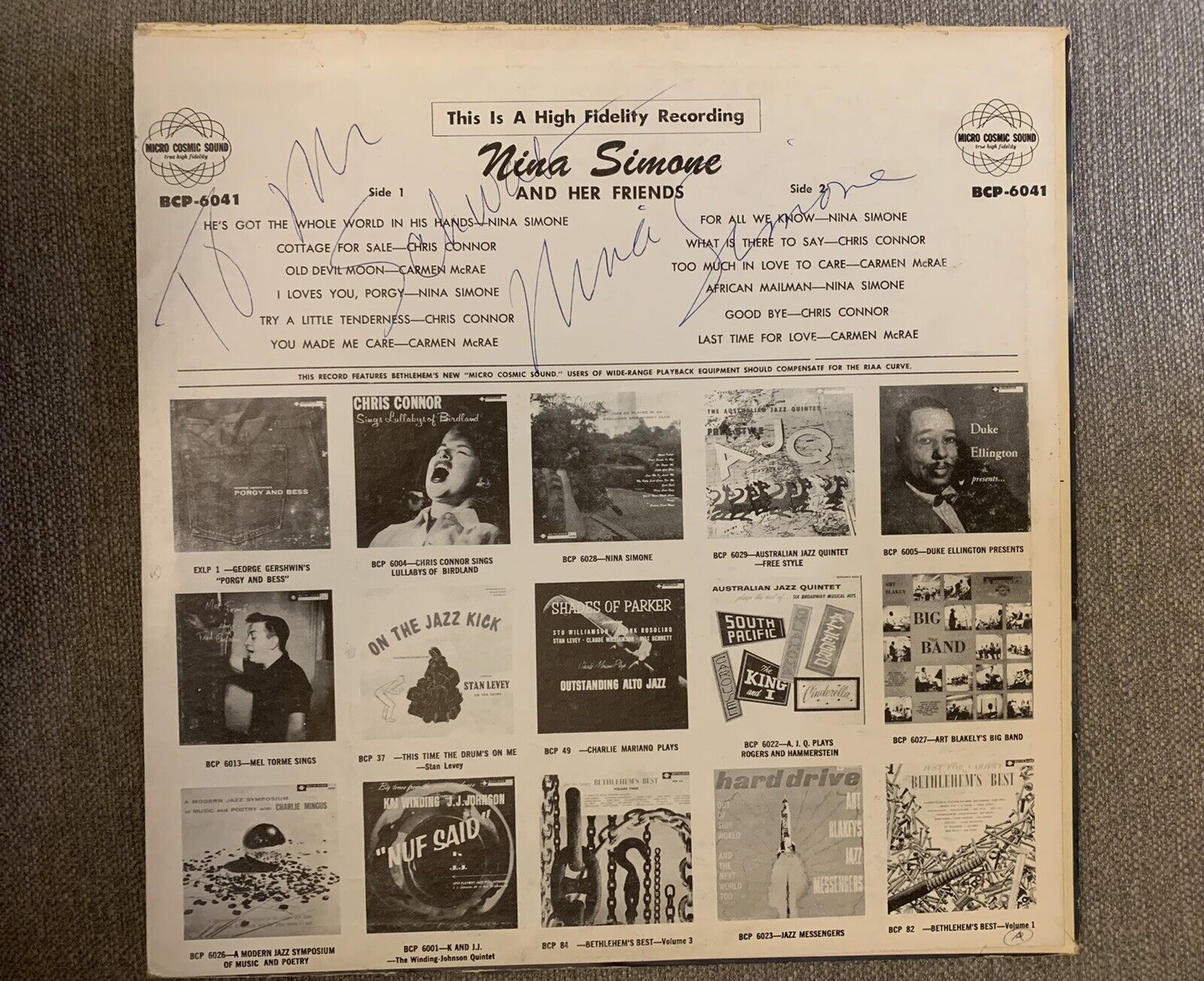 Nina Simone Signed Autograph Record Album LP Jazz Soul Singer