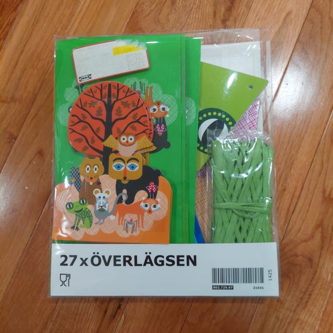 IKEA Children’s Birthday Party Supply Lot Woodland Animals Banner Bags Crowns