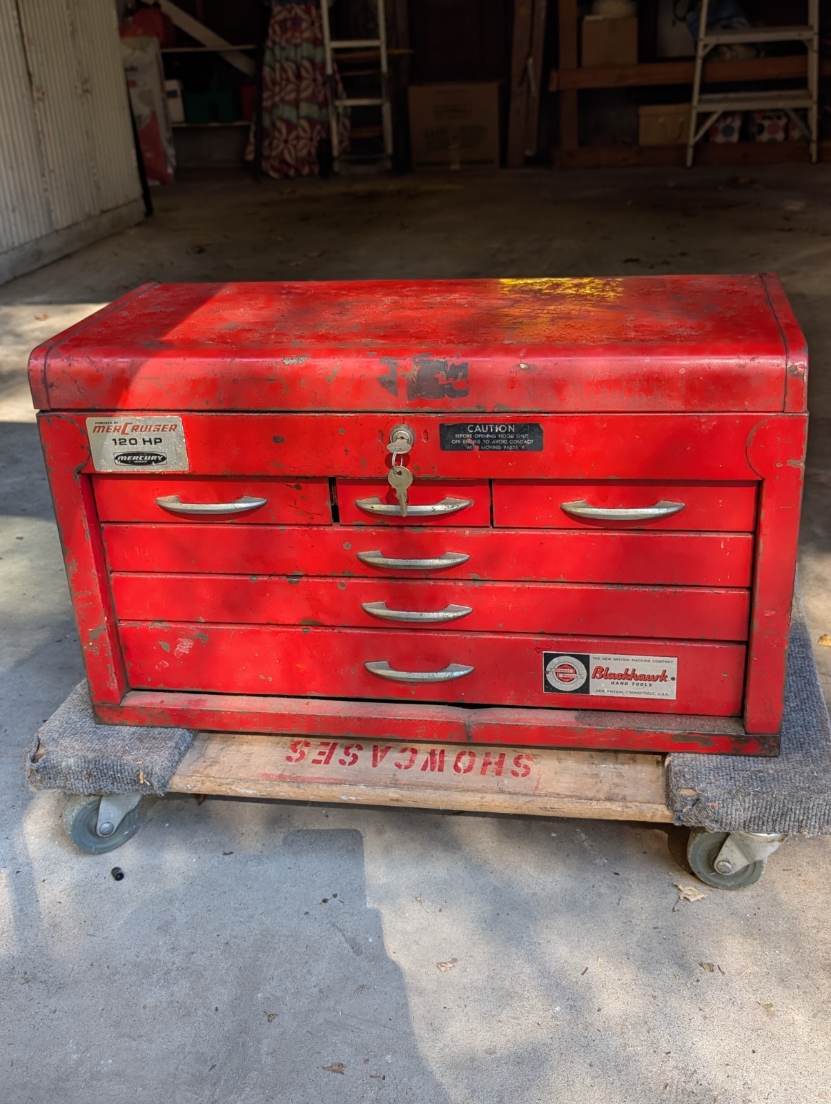 Vintage Blackhawk Red Metal Toolbox New Britain Ct USA