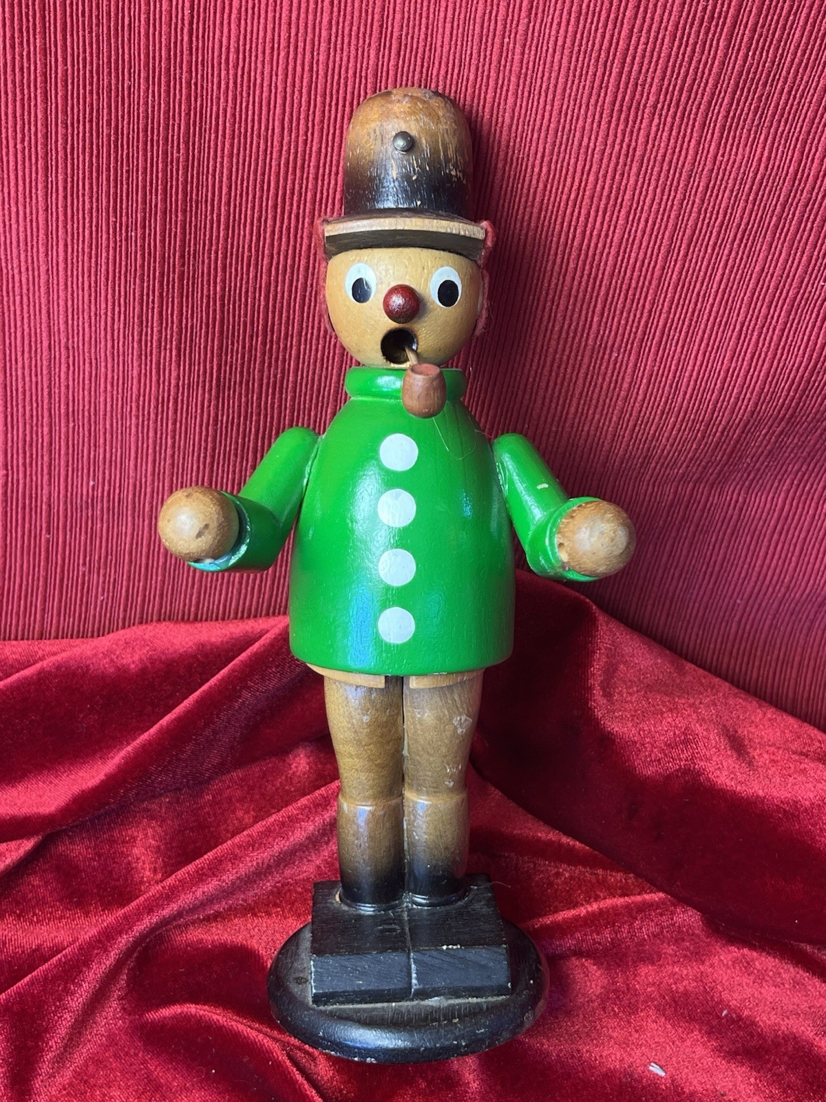 Smoker Figurine Standing Holiday Christmas Vintage Wood German Incense Figure