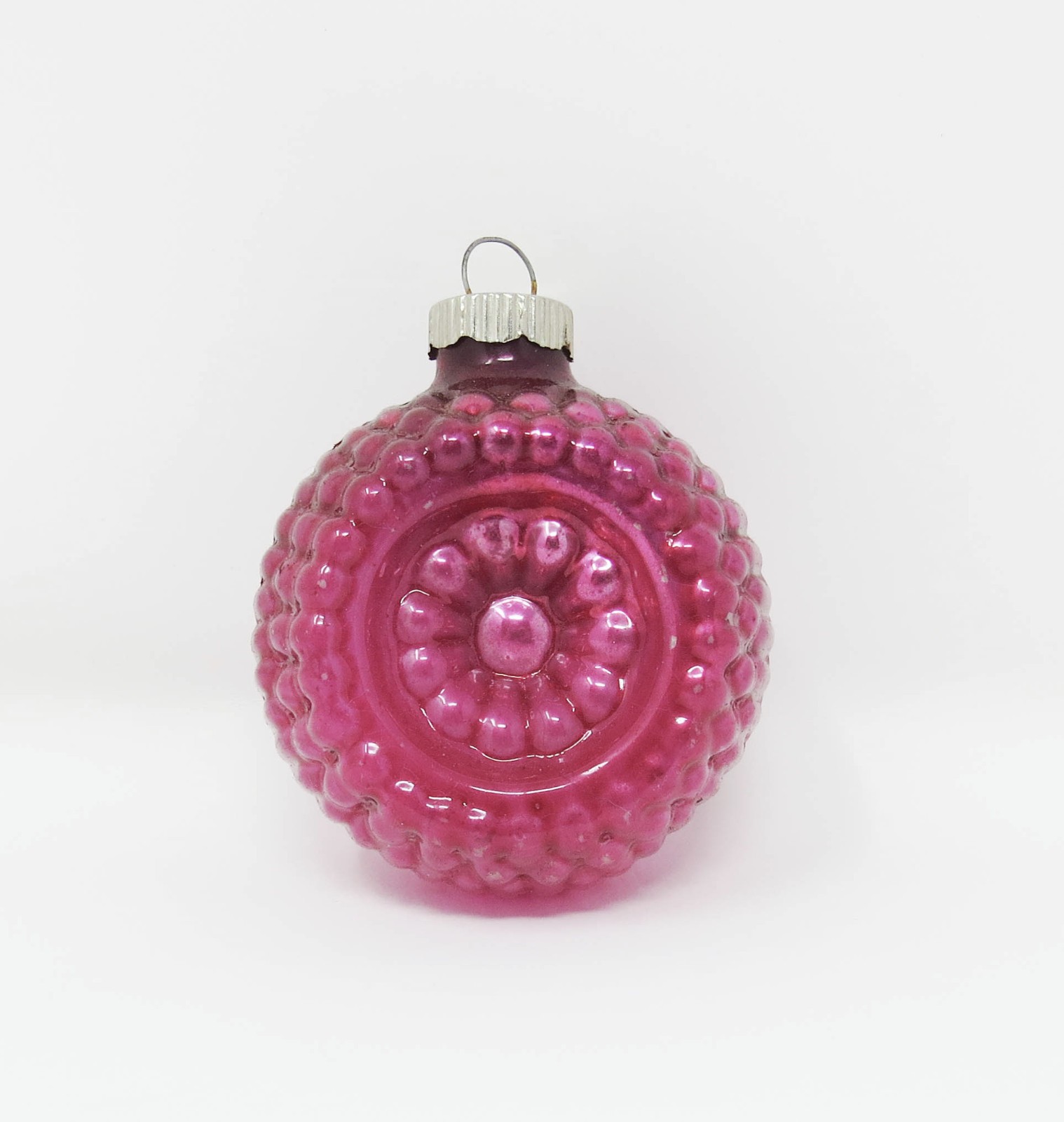 Vintage Pink Bumpy Double Indent Shiny Brite Christmas Ornament ~ 2-1/4\