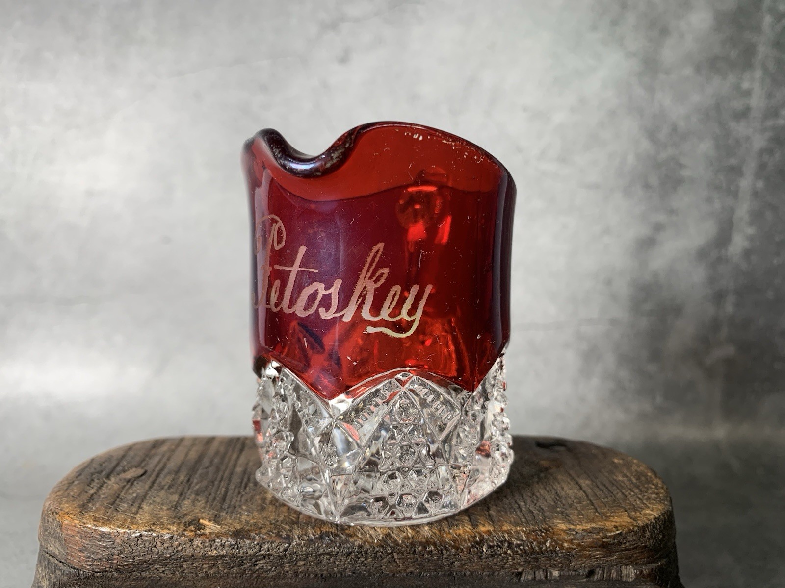 Petoskey, Michigan, MI - Antique Souvenir Pitcher, Ruby Flash Petoskey, Michigan, MI - Antique Souvenir Pitcher, Ruby Flash