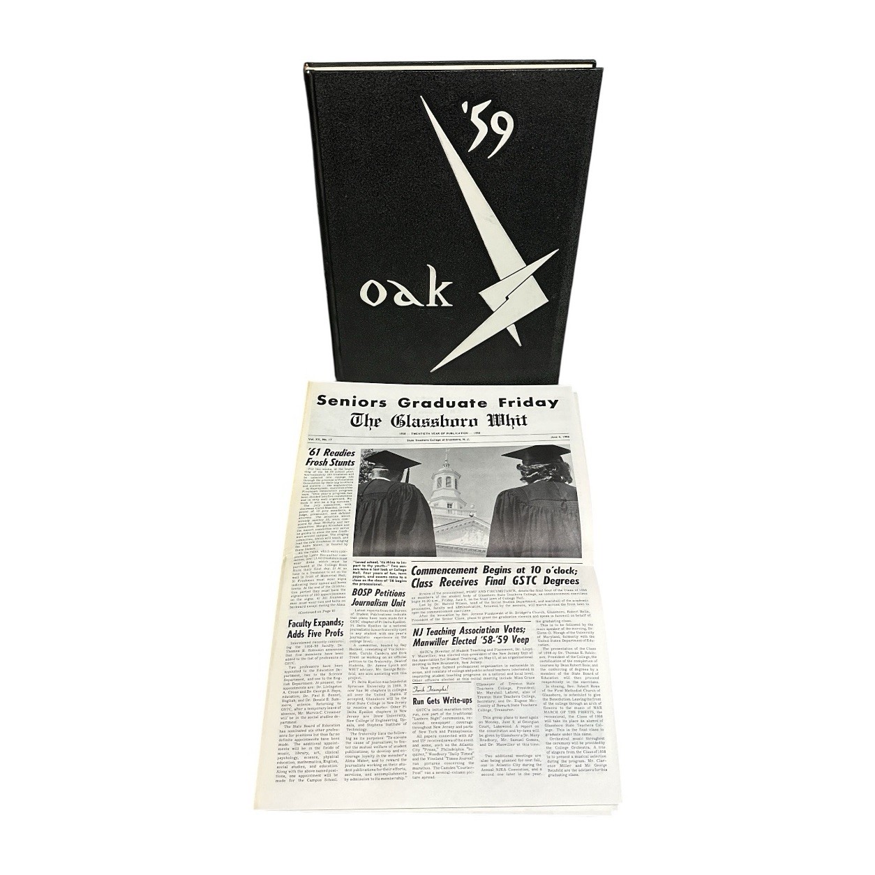 1959 The Oak Glassboro State College NJ Yearbook + 1958 Glassboro Whit Newspaper