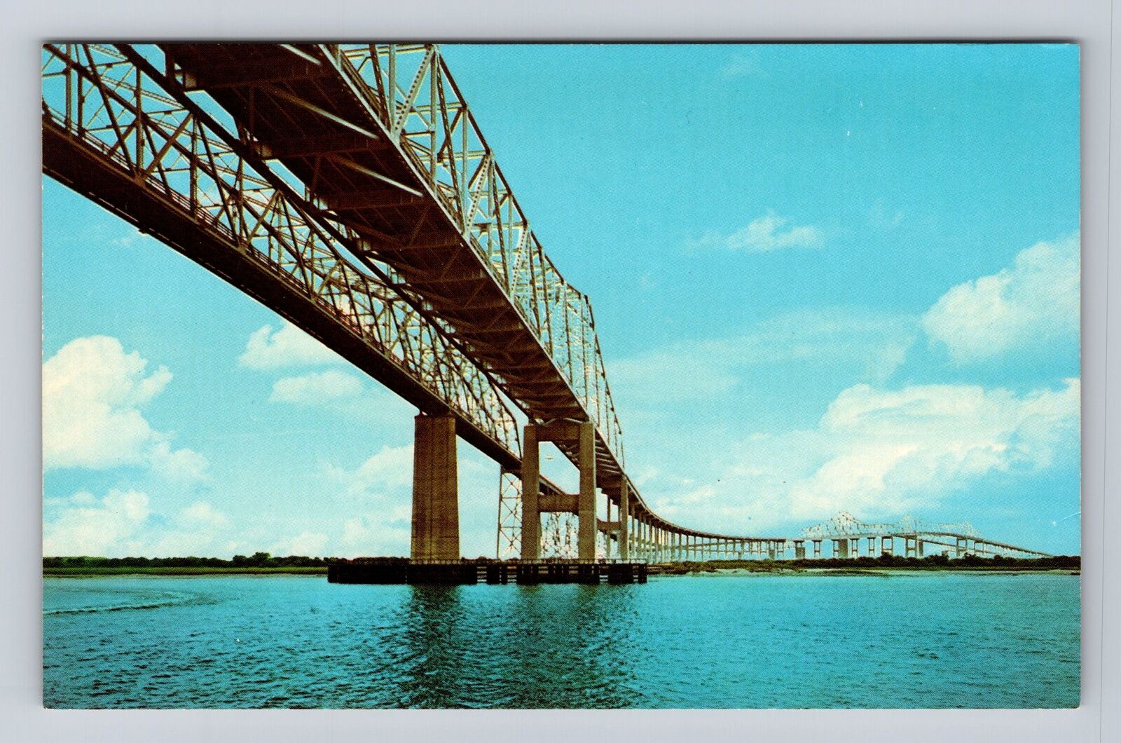 Charleston SC- South Carolina, Cooper River Bridge, Antique, Vintage Postcard